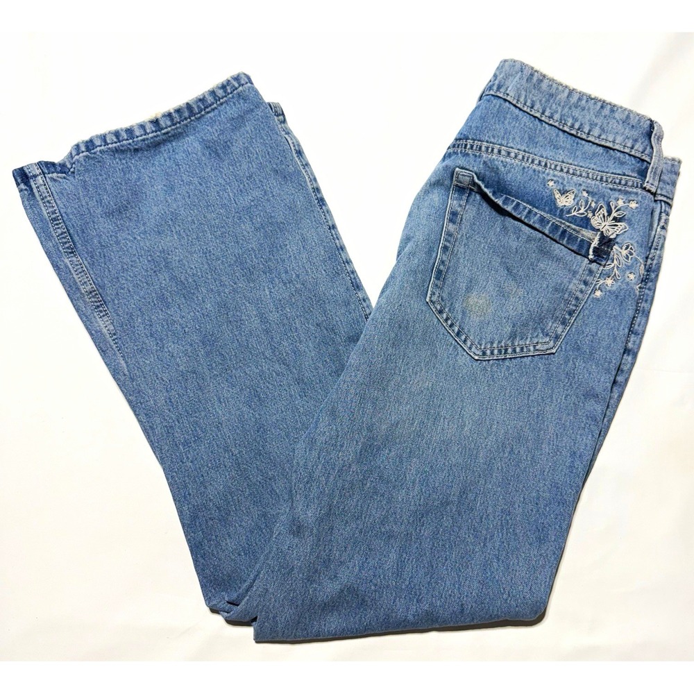 Hollister Womens Low Rise Baggy Jeans 24 Blue Light Wash Butterfly